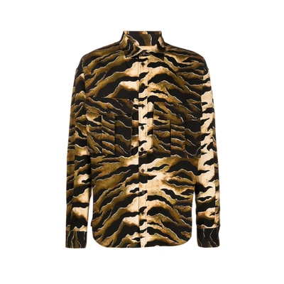 Shop Dsquared2 Tiger Denim Shirt In Brown