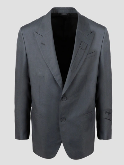 Shop Fendi Linen Blazer In Grey