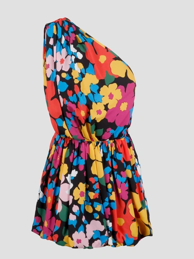 Shop Saint Laurent Flower Sable` Mini Dress In Multicolor