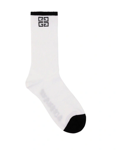 Shop Givenchy Logo Intarsia Crew Socks In White