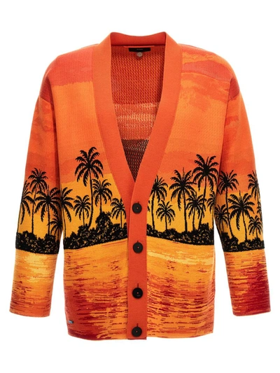 Shop Alanui 'kerala Sunset' Cardigan In Orange