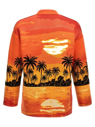 Shop Alanui 'kerala Sunset' Cardigan In Orange