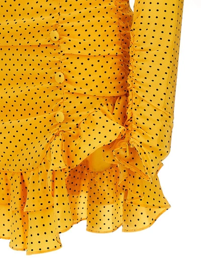 Shop Alessandra Rich Polka Dot Mini Dress In Yellow