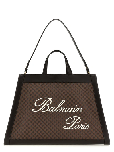 Shop Balmain 'olivier's Cabas' Shopping Bag In Brown