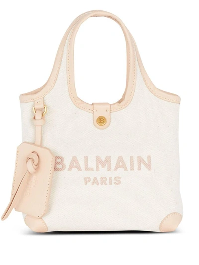 Shop Balmain B-army Grocery Mini Tote Bag In Nude & Neutrals