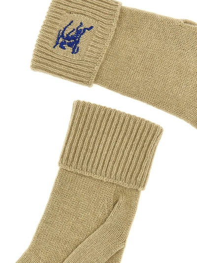 Shop Burberry 'equestrian Knight Design' Gloves In Green