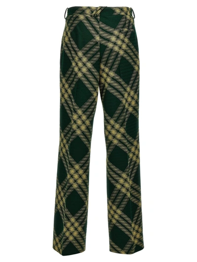 Burberry Checked Wool Twill Straight Pants In Green