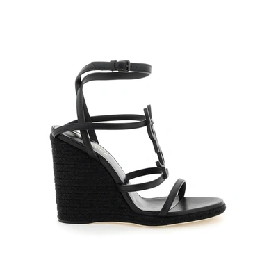 Shop Saint Laurent Cassandra 115 Wedge In Black