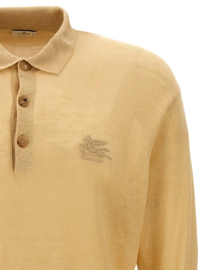 Shop Etro Logo Embroidery Polo Shirt In Beige