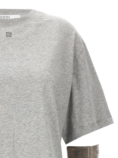 Shop Giuseppe Di Morabito Crystal Sleeves T-shirt In Gray