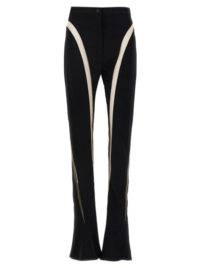 Shop Mugler Mesh Insert Leggings In Black