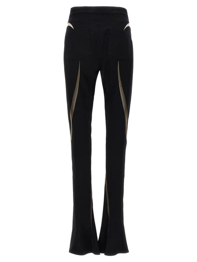 Shop Mugler Mesh Insert Leggings In Black