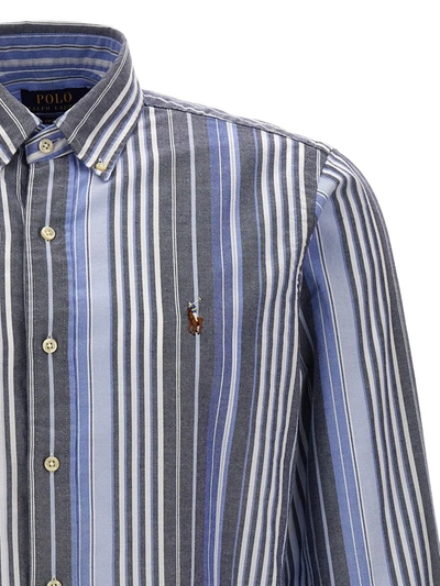 Shop Polo Ralph Lauren Logo Embroidery Striped Shirt In Multicolor