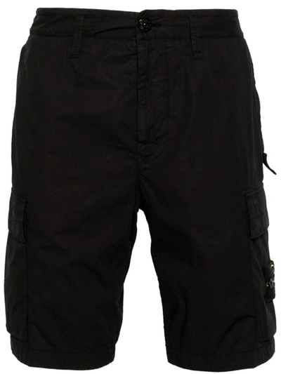 Shop Stone Island Shorts With Pocket In Black