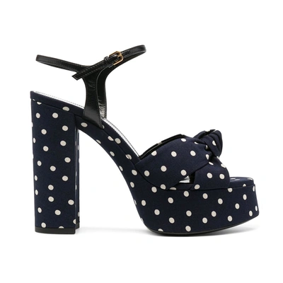 Shop Saint Laurent Bianca Polka-dot Sandals In Blue