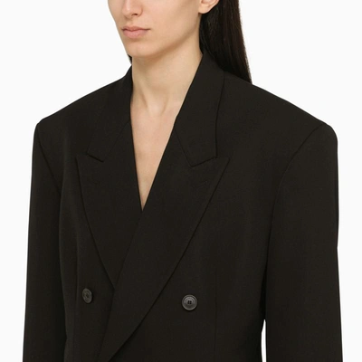 Shop Balenciaga Cinched Double-breasted Jacket In Black