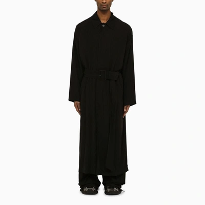 Shop Balenciaga Single-breasted Belted Coat In Black