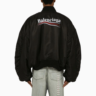 Shop Balenciaga Varsity Jacket Political Campaign Nylon In Black