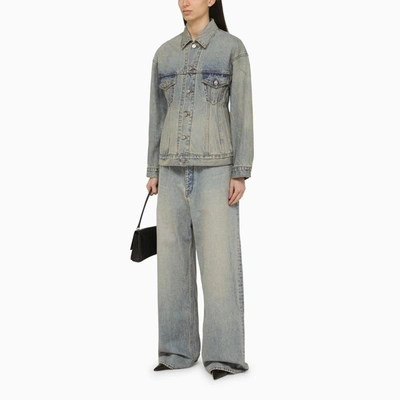 Shop Balenciaga Wide-leg Washed Denim Jeans In Blue