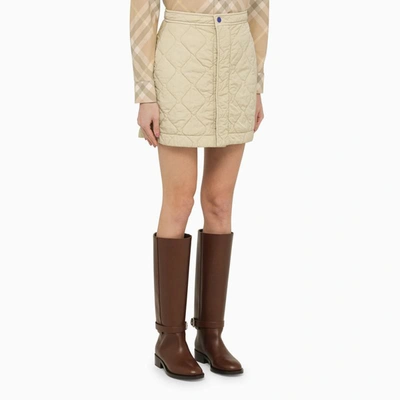 Shop Burberry Quilted Nylon Miniskirt In Beige