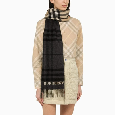 Shop Burberry Scarf With Check Pattern In Beige