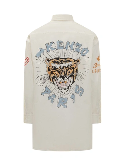 Shop Kenzo Long Varsity Shirt In White