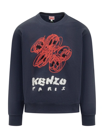 Shop Kenzo ' Varsity' Embroidered Sweatshirt In Blue