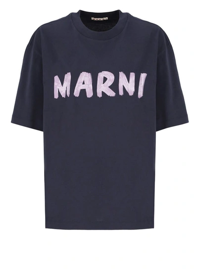 Shop Marni T-shirts And Polos Blue