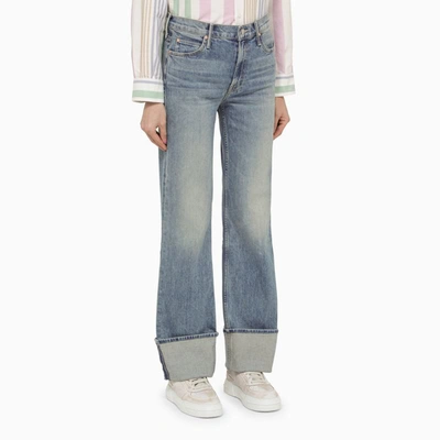 Shop Mother The Duster Skimp Cuff Jeans With Turn-ups In Blue
