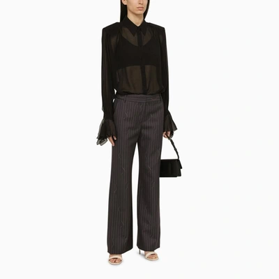 Shop Off-white ™ Pinstripe Wool-blend Palazzo Trousers In Grey