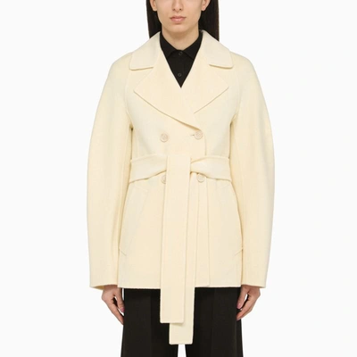 Shop Sportmax Short Double-breasted Vanilla And Coat In Pink