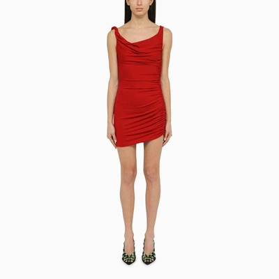 Shop The Andamane Draped Mini Dress In Red