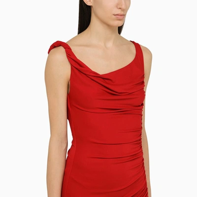 Shop The Andamane Draped Mini Dress In Red