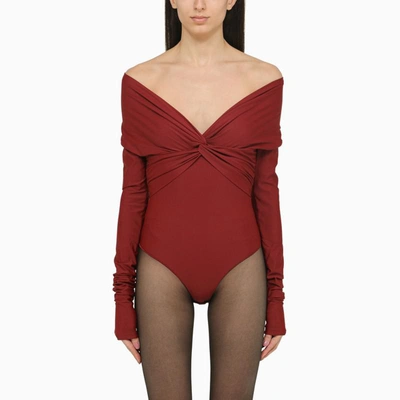 Shop The Andamane Kendall Long-sleeved Bodysuit In Red