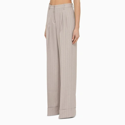 Shop The Andamane Nathalie Pearl Grey Pinstripe Trousers In White