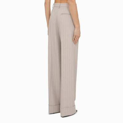 Shop The Andamane Nathalie Pearl Grey Pinstripe Trousers In White