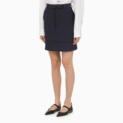 Shop Thom Browne Navy Cotton-blend Skirt In Blue