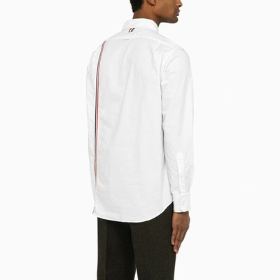 Shop Thom Browne Poplin Shirt With Rwb Detail In White