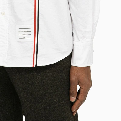 Shop Thom Browne Poplin Shirt With Rwb Detail In White