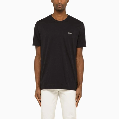 Shop Zegna Navy T-shirt With Logo In Blue