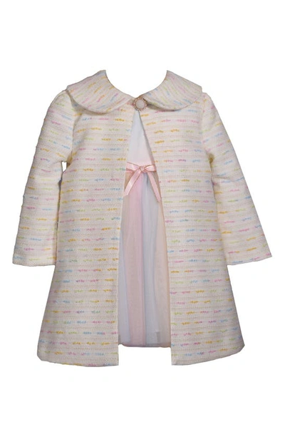 Shop Iris & Ivy Bouclé Coat & Dress Set In Ivory Multi