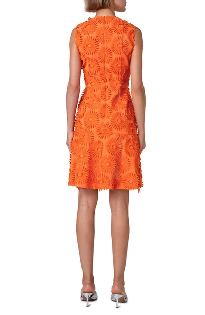 Shop Akris Punto Hello Sunshine Embroidered Floral Appliqué Cotton Sheath Dress In Orange