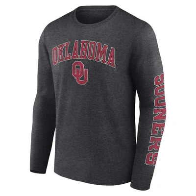Shop Fanatics Branded Heather Charcoal Oklahoma Sooners Distressed Arch Over Logo Long Sleeve T-shirt