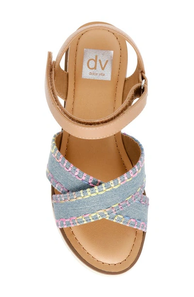 Shop Dolce Vita Kids' Dawne Whipstitch Sandal In Denim