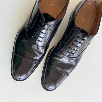 Pre-owned Dior Christian  Black Leather Timeless Oxfords Size 9