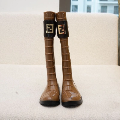 Pre-owned Fendi Brown Rubber Boots, 36