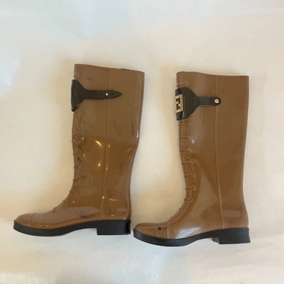 FENDI Pre-owned Brown Rubber Boots, 36