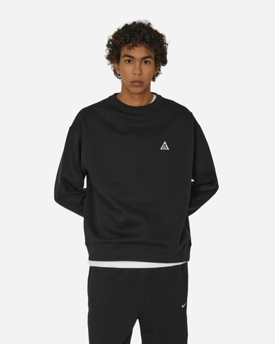 Shop Nike Acg Therma-fit Fleece Crewneck Sweatshirt Black In Multicolor