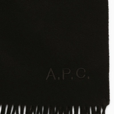 Shop Apc A.p.c. Alix Brodée Black Virgin Wool Scarf Women