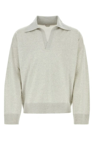 Shop Bottega Veneta Man Melange Light Grey Wool Sweater In Gray